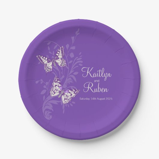Assiettes En Carton Papiers mariages en papier peints en violet (Devant)