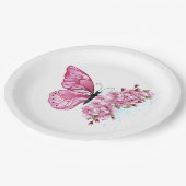 Assiettes En Carton Papillon à fleurs avec Sakura rose (Angle)