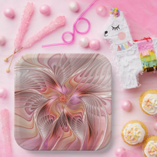 Assiettes En Carton Papillon Abstrait coloré Imaginaire Fractal Art