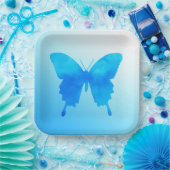 Assiettes En Carton Papillon aquarelle - Nuances de bleu ciel (Fête)