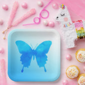 Assiettes En Carton Papillon aquarelle - Nuances de bleu ciel (Fête)