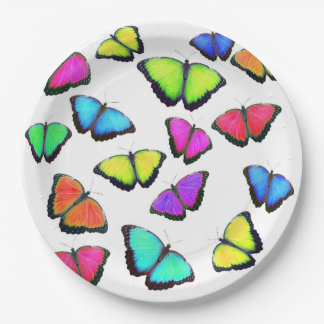 Assiettes En Carton Papillon arc-en-ciel