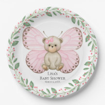 Papillon Bear Bear Douche rose | Plaques de papier
