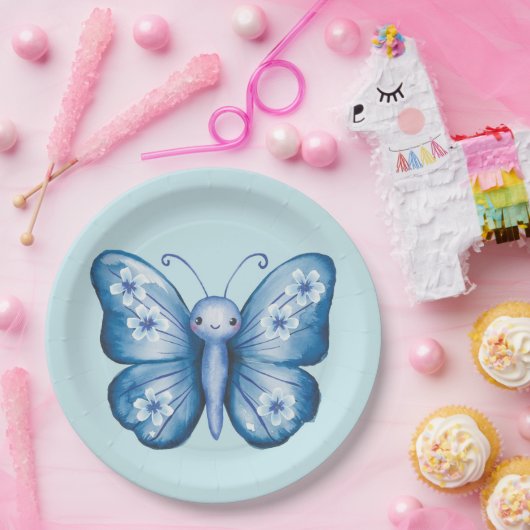 Assiettes En Carton Papillon bleu (Fête)