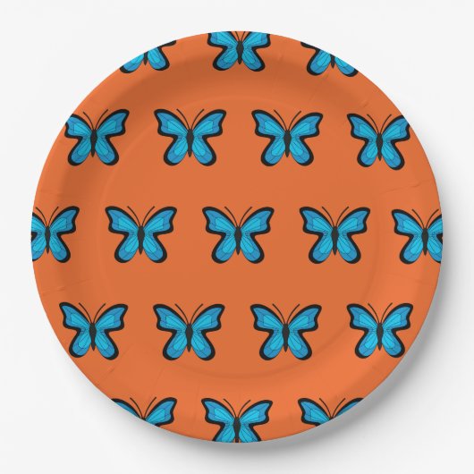 Assiettes En Carton Papillon Bleu (Devant)