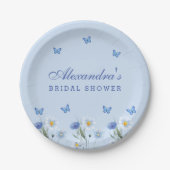 Assiettes En Carton Papillon Bleu Poussiéreux Fleur Sauvage Shower de  (Devant)