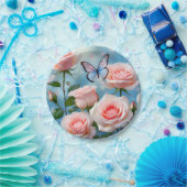 Assiettes En Carton Papillon bleu rose doux (Fête)