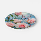 Assiettes En Carton Papillon bleu rose doux (Angle)