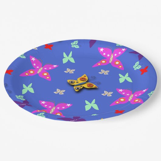 Assiettes En Carton Papillon coloré (Angle)