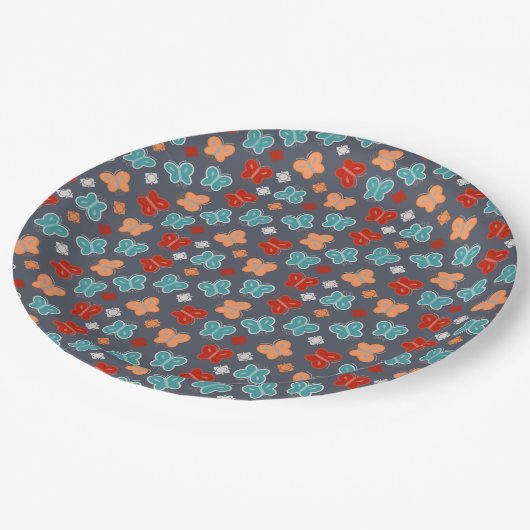 Assiettes En Carton Papillon de couleur multiple dessin animé (Angle)