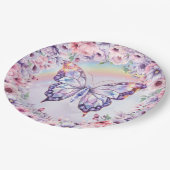 Assiettes En Carton Papillon de cristal rose pastel et violet magique (Angle)