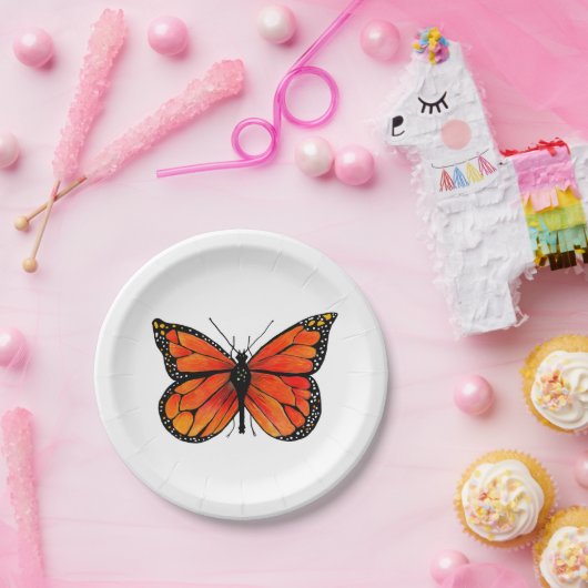 Assiettes En Carton Papillon de monarque des plaques à papier (Fête)
