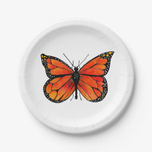 Assiettes En Carton Papillon de monarque des plaques à papier