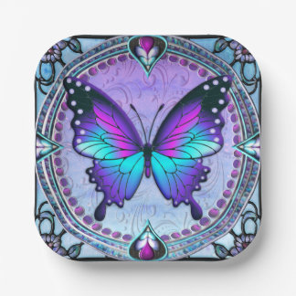 Assiettes En Carton Papillon de sublimation avec Arrière - plan