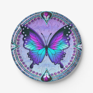Assiettes En Carton Papillon de sublimation avec Arrière - plan