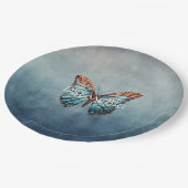 Assiettes En Carton Papillon de texture gris bleu (Angle)
