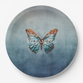 Assiettes En Carton Papillon de texture gris bleu (Devant)