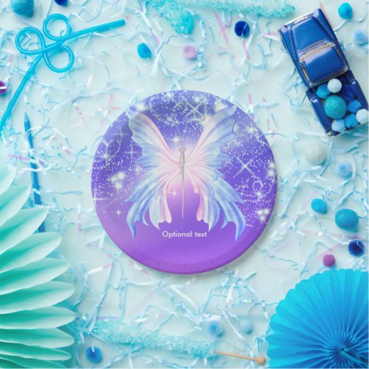 Assiettes En Carton Papillon d'Imaginaire rose et pourpre (Fête)