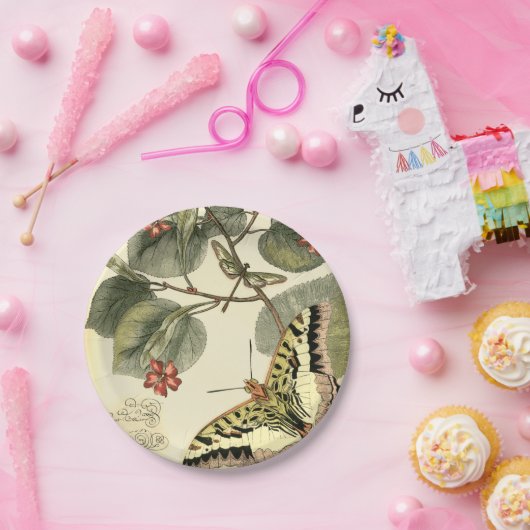 Assiettes En Carton Papillon et libellule à fleurs rouges (Fête)