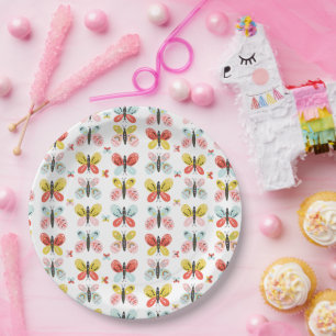 Assiettes En Carton Papillon et motif floral