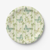 Assiettes En Carton Papillon et rayures Green Anniversaire Plaques (Devant)