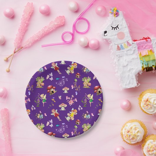 Assiettes En Carton Papillon Fée Champagne Violet à thème (Fête)