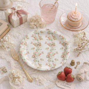 Assiettes En Carton Papillon Floral Baies Premier Anniversaire