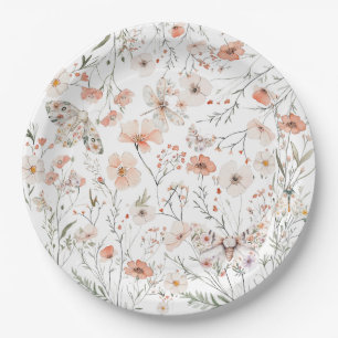 Assiettes En Carton Papillon floral Fleur sauvage Boho