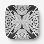 Assiettes En Carton Papillon gris noir et blanc ailé Abstrait (Recto)