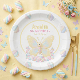 Assiettes En Carton Papillon Jaune Marshmallow Anniversaire Enfants