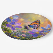 Assiettes En Carton Papillon minuscule sur les Fleurs sauvages au leve (Angle)