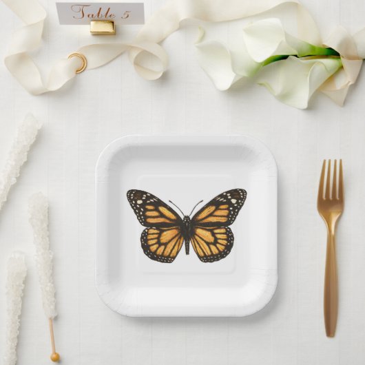 Assiettes En Carton Papillon monarque (Mariage)