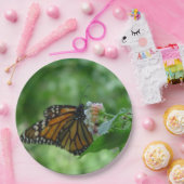 Assiettes En Carton Papillon monarque Fleur rose blanche (Fête)