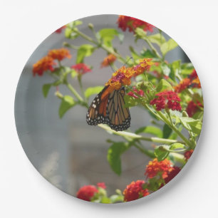 Assiettes En Carton Papillon monarque sur le papillon rouge Bush