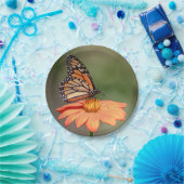 Assiettes En Carton Papillon Monarque sur une fleur d'orange (Fête)