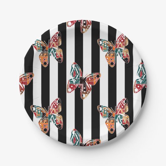 Assiettes En Carton Papillon multicolore (Devant)