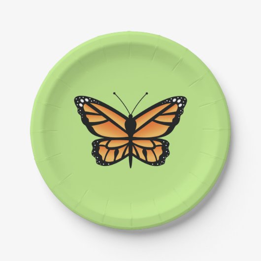 Assiettes En Carton Papillon orange monarque (Devant)