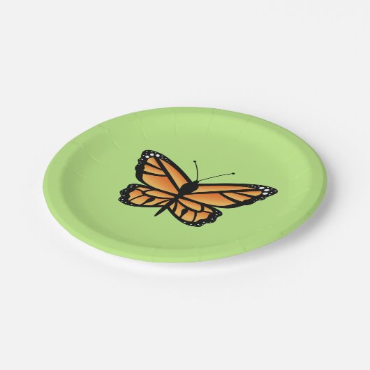 Assiettes En Carton Papillon orange monarque (Angle)