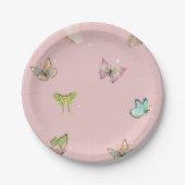 Assiettes En Carton Papillon pastel rose violet (Devant)