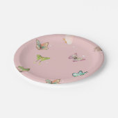 Assiettes En Carton Papillon pastel rose violet (Angle)