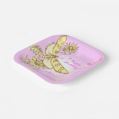 Assiettes En Carton Papillon pêche rose (Angulaire)