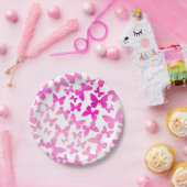 Assiettes En Carton Papillon (rose) (Fête)