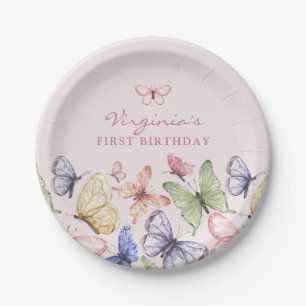 Assiettes En Carton Papillon Rose Anniversaire
