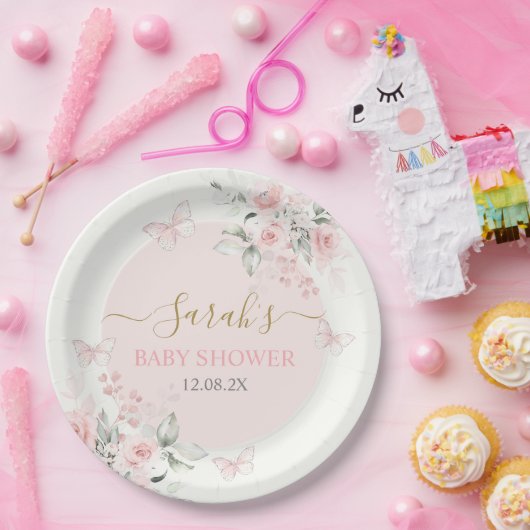 Assiettes En Carton Papillon rose enchanté (Fête)