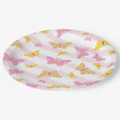 Assiettes En Carton Papillon rose et or (Angle)