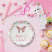Assiettes En Carton Papillon rose parties scintillant Plaque papier d' (Fête)