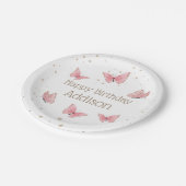 Assiettes En Carton Papillon rose Plaques papier d'anniversaire (Angle)