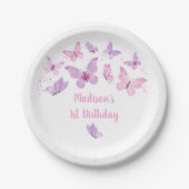 Assiettes En Carton Papillon rose violet Anniversaire (Devant)