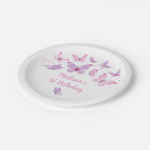 Assiettes En Carton Papillon rose violet Anniversaire (Angle)