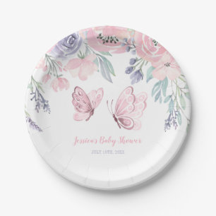 Assiettes En Carton Papillon rose violet Baby shower de fille papillon